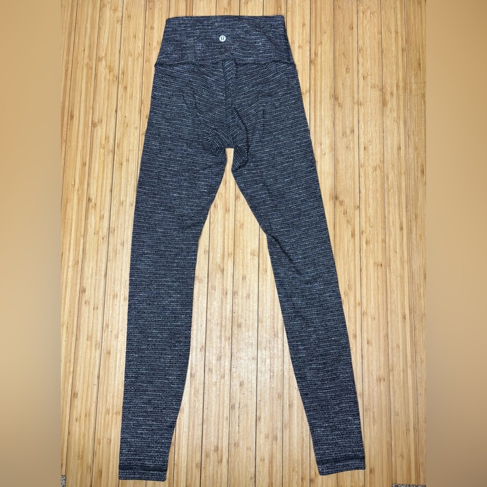 Lululemon Wunder Under Black Gray Herringbone Textured Leggings Women's Sz 4